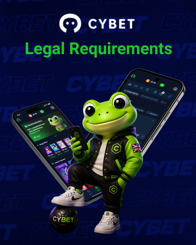 CYBET legal requirements on mobile with frog mascot